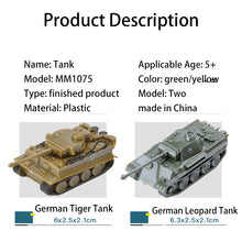 Load image into Gallery viewer, 4 pcs WWII Military Germany Panther Tiger Tank 4D Finished Model Toy 1:144 Scale
