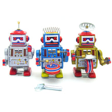 Load image into Gallery viewer, MS406 MS408 MS409 Drummer Drumming Robot Retro Clockwork Wind Up Tin Toy Collectible (Choose Style)
