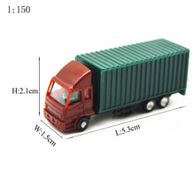 Load image into Gallery viewer, 5 pcs Miniature Container Truck Vehicle 1:150 Transport Lorry Car N Scale Model Toy Landscape Building Scenery Accessories Diorama Supplies
