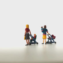 Load and play video in Gallery viewer, 4 pcs Miniature Mother Baby Stroller People 1:87 Figure HO Scale Models Building Landscape Scene Accessories Diorama Supplies
