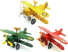Load image into Gallery viewer, MS454 Curtiss Vintage Biplane Plane Retro Clockwork Wind Up Tin Toy Collectible (Choose color)
