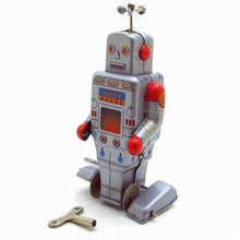 Load image into Gallery viewer, MS372 Weatherman Robot Retro Clockwork Wind Up Tin Toy Collectible
