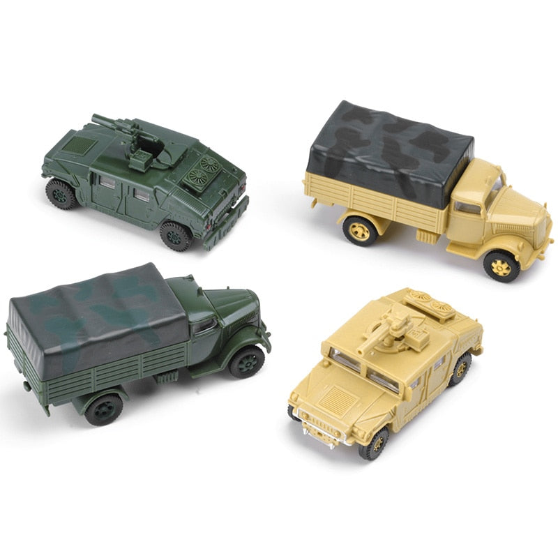4 pcs KFZ 305 Opel Blitz Truck & HMMWV M1046 Military Vehicle 4D Assembly Model Kit Toy