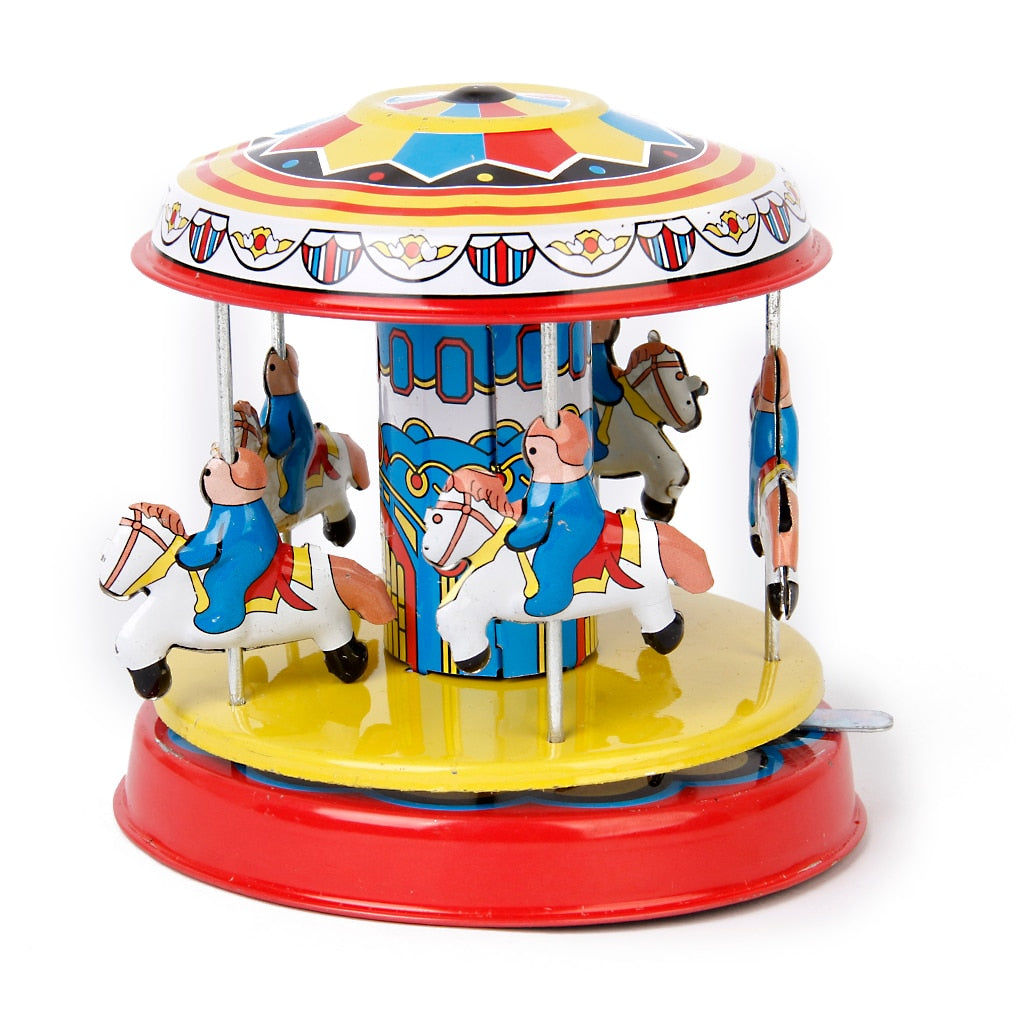 MS271 Pony Merry-Go-Round Carousel Retro Wind Up Tin Toy Collectible