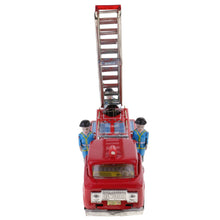 Load image into Gallery viewer, MF718 Vintage Fire Engine Truck Ladder Vehicle Friction with Siren Tin Toy Collectible
