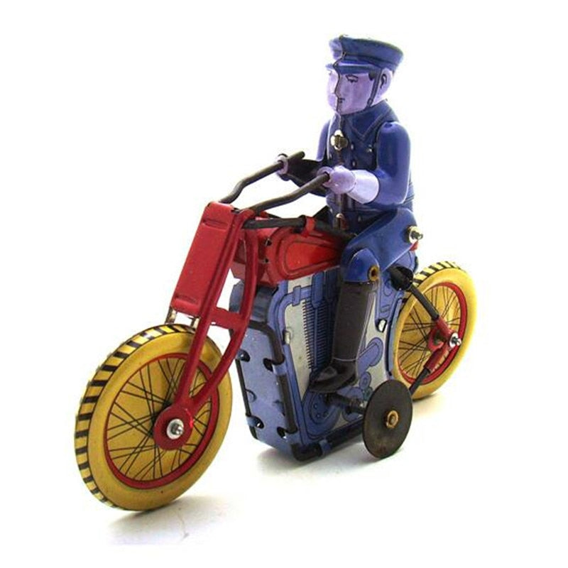 MS459 Policeman on Motorbike Retro Clockwork Wind Up Tin Toy Collectible