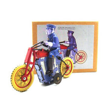 Load image into Gallery viewer, MS459 Policeman on Motorbike Retro Clockwork Wind Up Tin Toy Collectible
