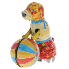 Load image into Gallery viewer, Vintage Circus Dog Rolling Ball Retro Clockwork Wind Up Tin Toy Collectible
