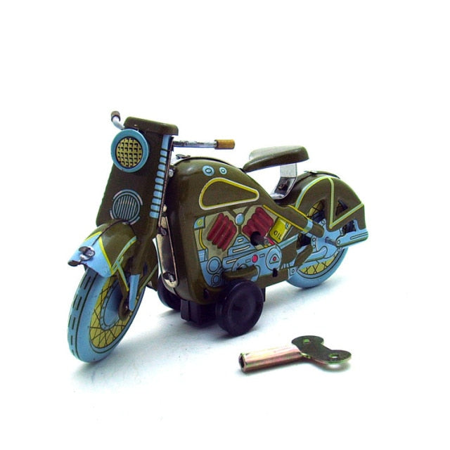 MS365 Vintage Harley Motorcycle Retro Clockwork Wind Up Tin Toy Collectible (Choose Color)