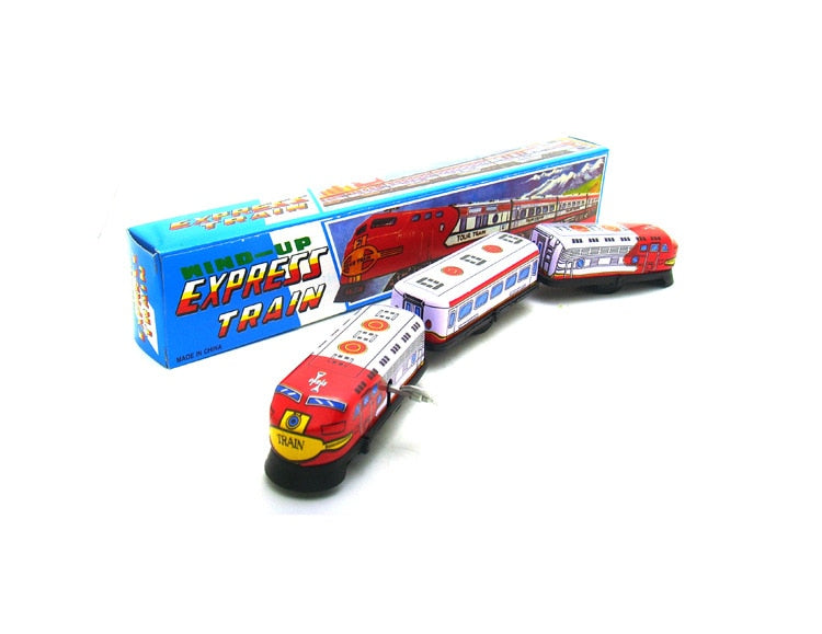 MS069 Express Train 3 Car Retro Clockwork Wind Up Tin Toy Collectible