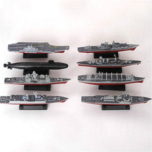 Load image into Gallery viewer, 8 pcs Battleship Aircraft Carrier Submarine Warship Ship 4D Assembled Model Kit DIY Toy
