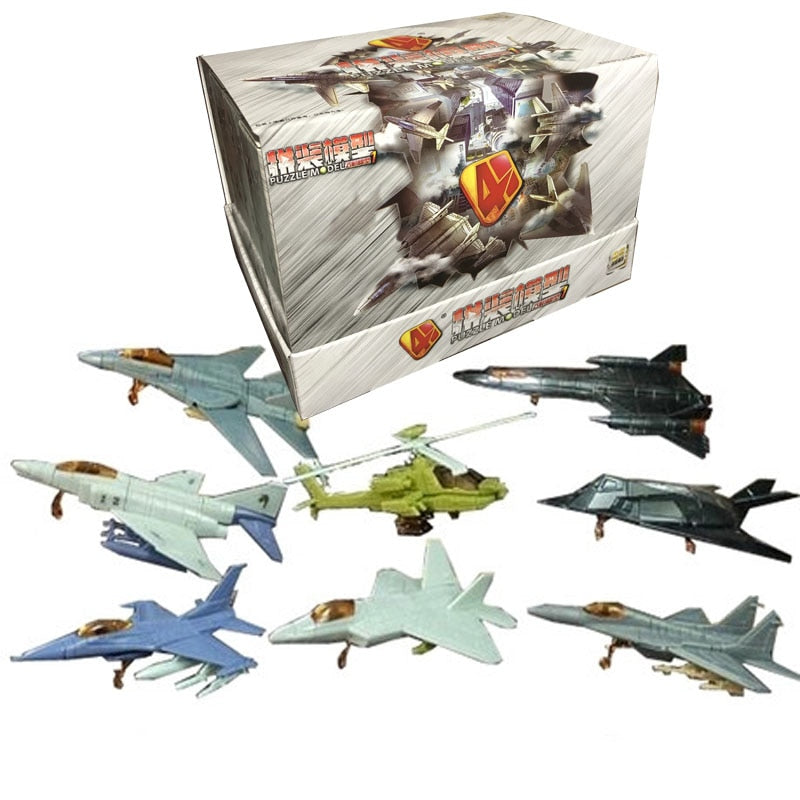 8 pcs Military Fighter Plane Aircraft Airplane Helicopter Part I 4D Assembly Model Kit Toy