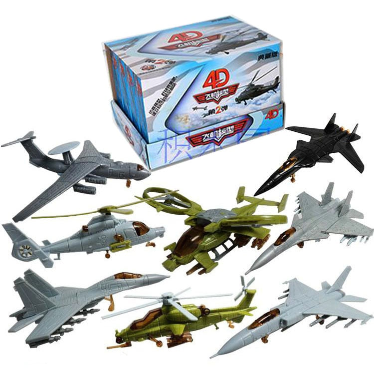 8 pcs Military Fighter Plane Aircraft Airplane Helicopter Part II 4D Assembly Model Kit Toy