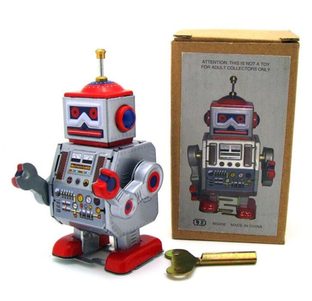 MS406 MS408 MS409 Drummer Drumming Robot Retro Clockwork Wind Up Tin Toy Collectible (Choose Style)