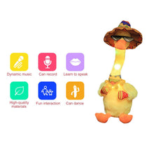 Load image into Gallery viewer, Funny Duck Plush Toys, Dancing and Singing Duck, English Music, Recording and Follow You Speak, Glow, Battery Powered, Early Childhood Education Toys, Best Gift for Your Baby (Choose Style)
