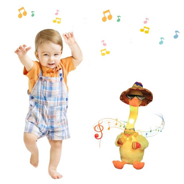 Funny Duck Plush Toys, Dancing and Singing Duck, English Music, Recording and Follow You Speak, Glow, Battery Powered, Early Childhood Education Toys, Best Gift for Your Baby (Choose Style)