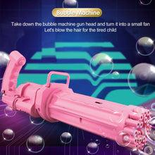 Load image into Gallery viewer, Gatling Electric Bubble Machine Gun Toy 21 Holes 15.5 Inch Summer Automatic Soap Water Maker For Kids Gift (Choose Color)
