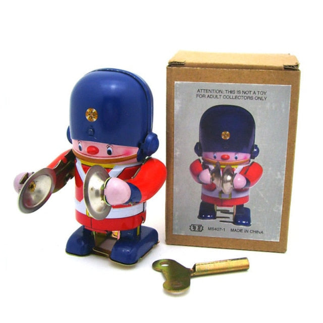 MS407 Vintage Little Soldier Drummer Band Robot Retro Clockwork Wind Up Tin Toy Collectible (Choose Style)