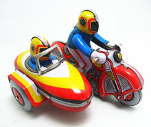 Load image into Gallery viewer, MS281 Vintage Motorcycle Side Car Retro Clockwork Wind Up Tin Toy Collectible
