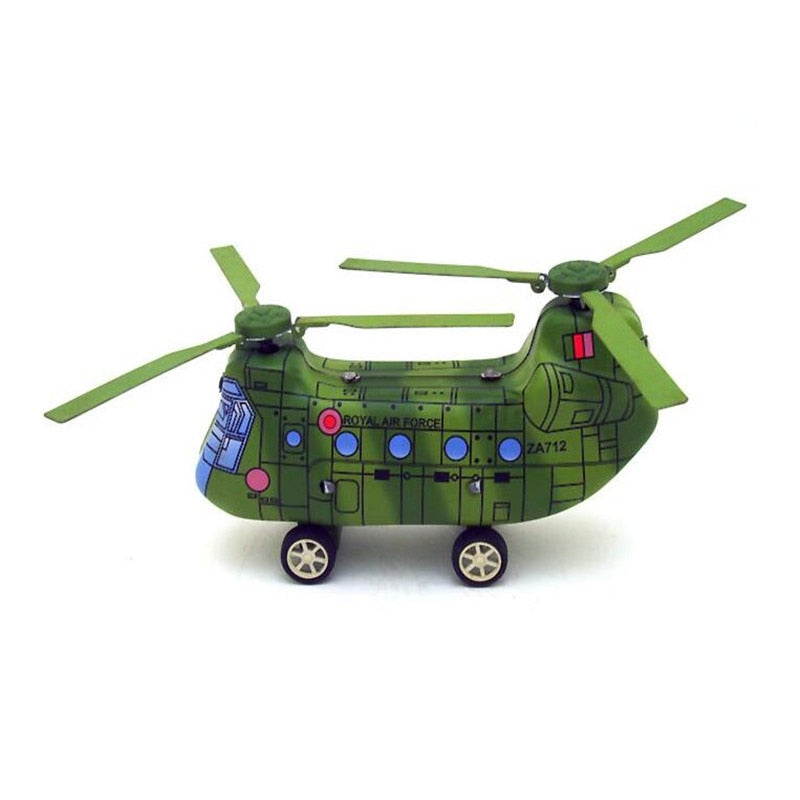 MS465 KA-50 Green Camouflage Helicopter Retro Clockwork Wind Up Tin Toy Collectible