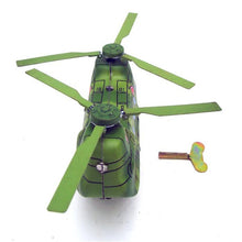 Load image into Gallery viewer, MS465 KA-50 Green Camouflage Helicopter Retro Clockwork Wind Up Tin Toy Collectible
