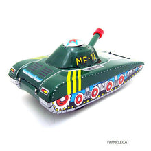 Load image into Gallery viewer, MF721 Vintage Military Tank Toy with Pop Up Soldier Rotating Turret Tin Toy Collectible
