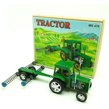 Load image into Gallery viewer, MS470 Farm Tractor with Plow  Pull Back Friction Vehicle Retro Tin Toy Collectible
