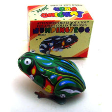 Load image into Gallery viewer, MS082 Moving Eyes Jumping Frog Retro Clockwork Wind Up Tin Toy Collectible
