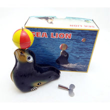 Load image into Gallery viewer, MS665 Vintage Sea Lion with Ball Retro Clockwork Wind Up Tin Toy Collectible
