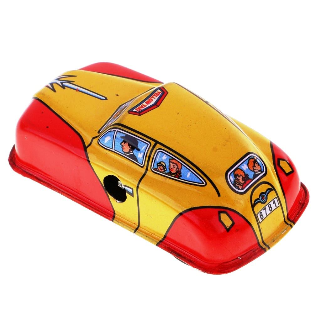 MS644 Mini Taxi Car Vehicle Retro Clockwork Wind Up Tin Toy
