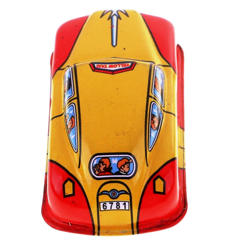MS644 Mini Taxi Car Vehicle Retro Clockwork Wind Up Tin Toy