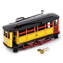 Load image into Gallery viewer, MS638 Yellow Vintage Tram Trolley Streetcar Retro Clockwork Wind Up Tin Toy Collectible
