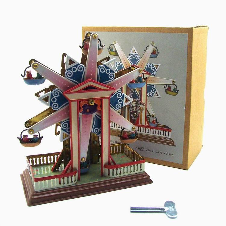 MS435 Vintage Snowflake Ferris Wheel Retro Clockwork Wind Up Tin Toy Collectible