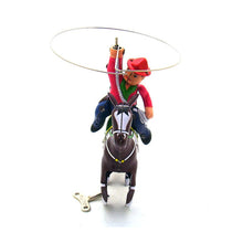 Load image into Gallery viewer, MS418 Vintage Cowboy with Whip Spinning Lasso Retro Clockwork Wind Up Tin Toy Collectible
