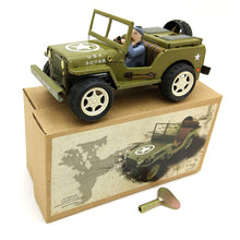 Load image into Gallery viewer, MS498 Military Jeep Willys 1941 US Army Vehicle Retro Clockwork Wind Up Tin Toy Collectible
