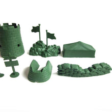 Load image into Gallery viewer, 7 pcs Classic WWII Military Bunker Tower Tent Sandbag Flag Models Plastic Toy Soldier Army Men Accessories

