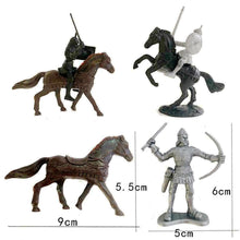 Load image into Gallery viewer, 28 pcs Classic Medieval Warfare Knights Horses Middle Ages Warriors Plastic Toy Soldiers Figures Set
